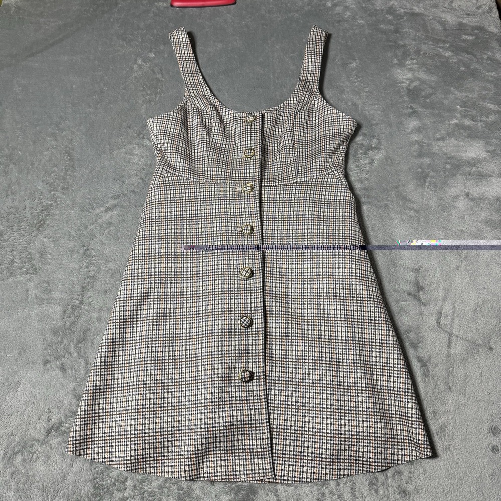 Zara Faux Suede Plaid Pocket Button‎ Down Dress Size XS Casual Preppy Indie
